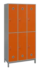 SBS-2233 šatní skříň 6-boxová, 1800x900x400 mm, kovové nohy, korpus šedý, dvířka pomeranč